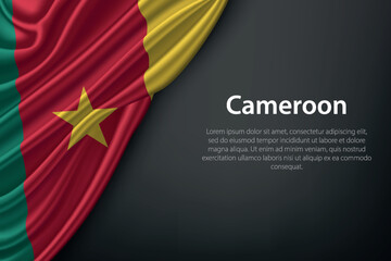 Waving Cameroon Flag on Dark Background