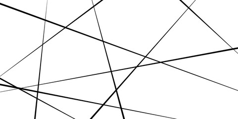 Random diagonal line on white background. Abstract black geometric random chaotic lines.