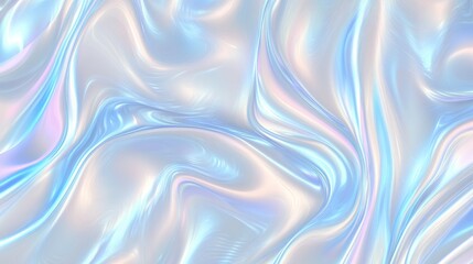 A smooth iridescent background with soft flowing patterns in pearl white and pastel blu