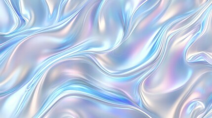 A smooth iridescent background with soft flowing patterns in pearl white and pastel blu