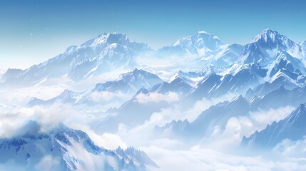 Obraz premium Majestic Snow Capped Mountains Above The Clouds