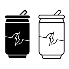 Energy drink can icon flat style pictogram for ui or ux mobile app, design sign logo symbol vector illustration, isolated on white editable