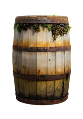Obraz premium Seaweed Wooden Barrel, Wood & Wet, Isolated Transparent Png Graphic Resouce