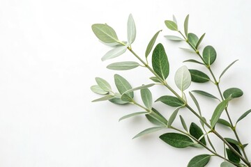Naklejka premium a delicate green plant with soft leaves in a clean white background, conveying a sense of purity and simplicity, nature-inspired art, pastel colors