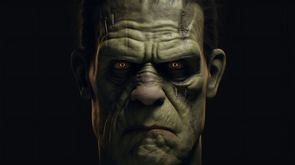 Fototapeta premium portrait of a scary halloween evil frankenstein face 