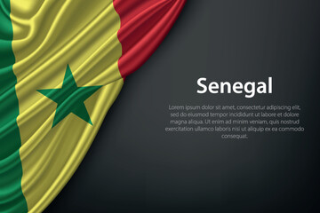 Waving Flag Senegal on Dark Background