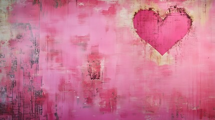 A vibrant pink backdrop blends grunge and abstract elements, evoking a dreamy, romantic atmosphere.