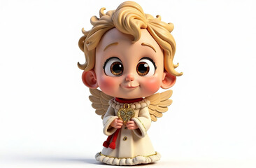 Christmas angel figurine, white background.