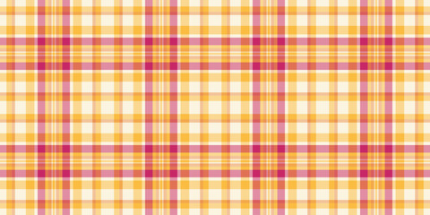 Contour plaid background textile, simplicity seamless vector check. Ornament texture fabric tartan pattern in amber and orange colors.