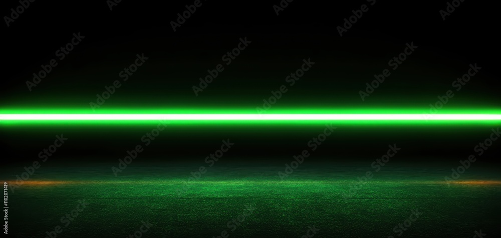 Poster a vibrant green line illuminated against a dark background, creating a modern visual effect.