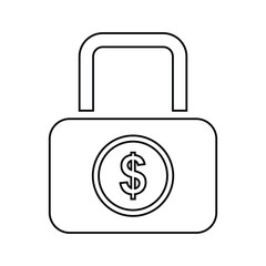 Locked, lock, dollar icon. Gray vector graphics. stock illustration