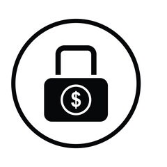 Locked, lock, dollar icon. Gray vector graphics. stock illustration