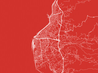 Christmas Map of Regio di Calabria, Italy in Snowy White on Festive Red Background.