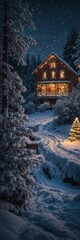 Dreamy snowy night with a Christmas vibe in Michigan