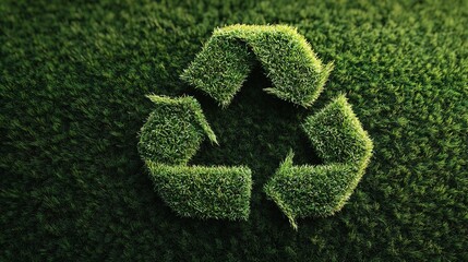 Green Grass Recycling Symbol on Green Concept