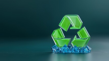 Obraz premium Diamonds with recycling symbols denote eco-friendly jewelry.