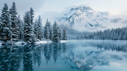 Obraz premium beautiful shot lake surrounded by trees