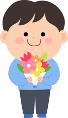 꽃다발 들고있는 남자