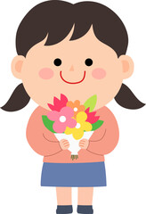 꽃다발 들고있는 소녀