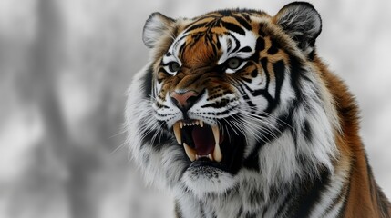 Obraz premium Fierce Roaring Tiger Headshot with Intense Expression
