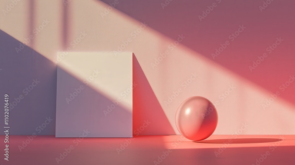 Poster Abstract graphic mockup featuring photorealistic shadows in a minimalist indoor setting for modern design concepts