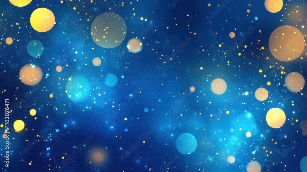Poster vibrant abstract background with bokeh effect in blue and yellow tones