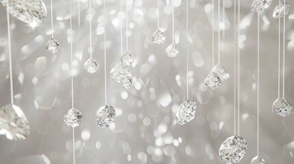 Floating crystal orbs in soft, glowing light give an ethereal, magical feel. The reflective surfaces of the crystals scatter light elegantly, creating a dreamy ambiance. Perfect for artistic and