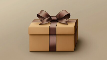 Obraz premium Elegant gift box with a velvet ribbon and luxurious wrapping on a refined, minimal background, Illustrations
