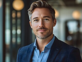 Obraz premium Portrait of a confident businessman in his 30s in a modern setting