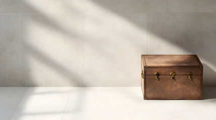 Fototapeta premium Vintage-Style Trunk with a Distressed Leather Exterior – Timeless Storage Solution with Rustic Charm and Character