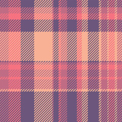 Vogue texture plaid textile, hipster check seamless background. Twill vector fabric tartan pattern in red and violet colors.