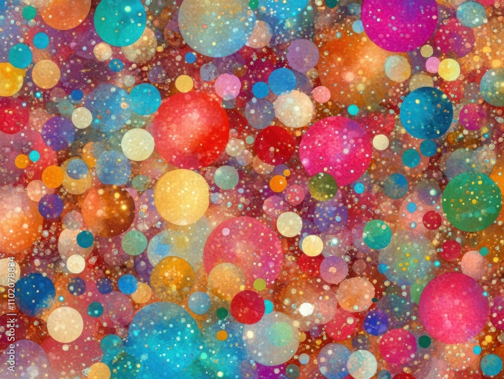 Poster vibrant abstract background with colorful bubbles and glittering effects for creative design and art