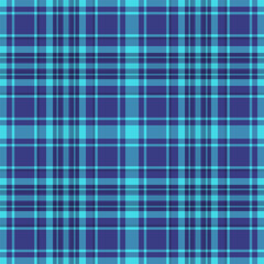 Fototapeta premium 60s plaid background vector, sample check fabric pattern. British tartan texture seamless textile in cyan and blue colors.