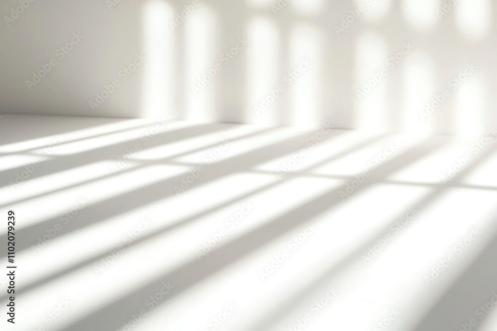 Poster soft shadows cast on a minimalist white surface, creating a serene and calming atmosphere in a brigh