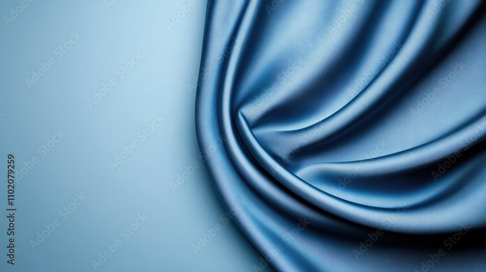 Poster smooth blue fabric texture showcasing elegant draping and soft sheen.