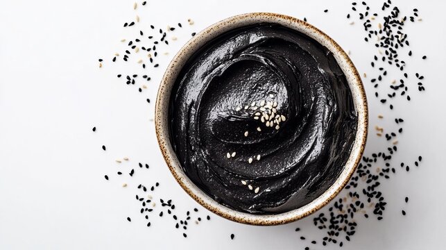 Delicious Black Sesame Seed Paste Bowl of Creamy Sesame Healthy Food