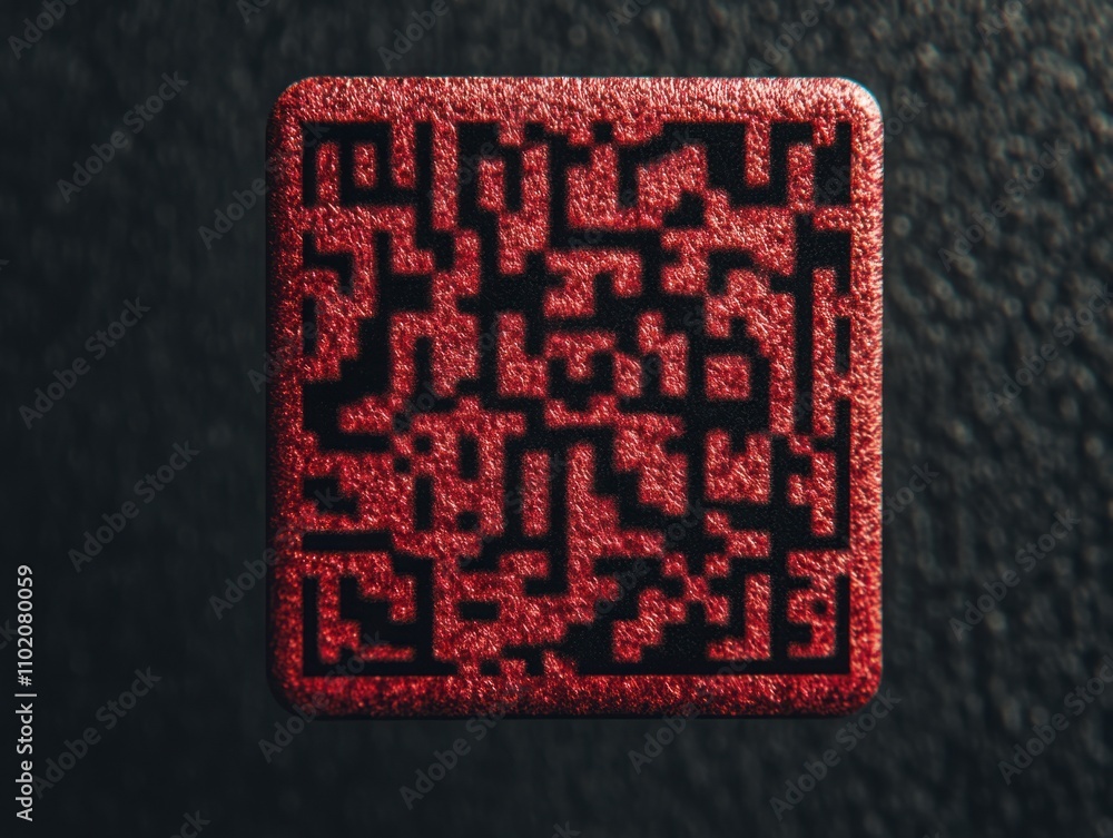 Poster abstract red pattern on a dark background featuring a maze-like design creating an intriguing visual