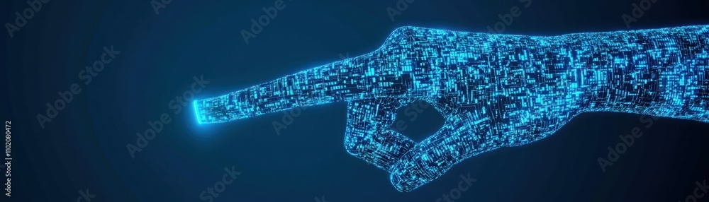 Aufkleber futuristic glowing hand pointing to a digital interface representing technology, innovation, and con