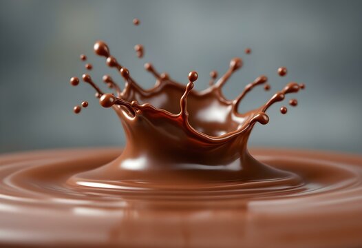 chocolate splash. Melted brown choco and milky waves with drops. Realistic