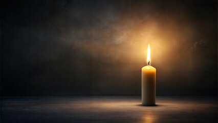Lonely candle flickering in a dark room visualizing the feeling of loneliness with copy space