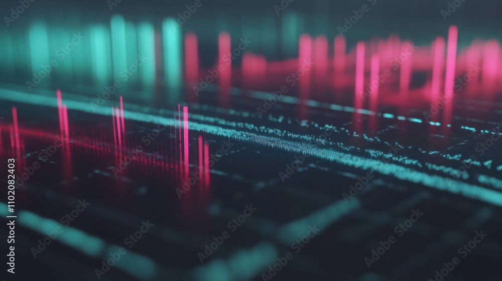 Aufkleber abstract digital sound waves with vibrant colors generating visual representation of audio frequenci