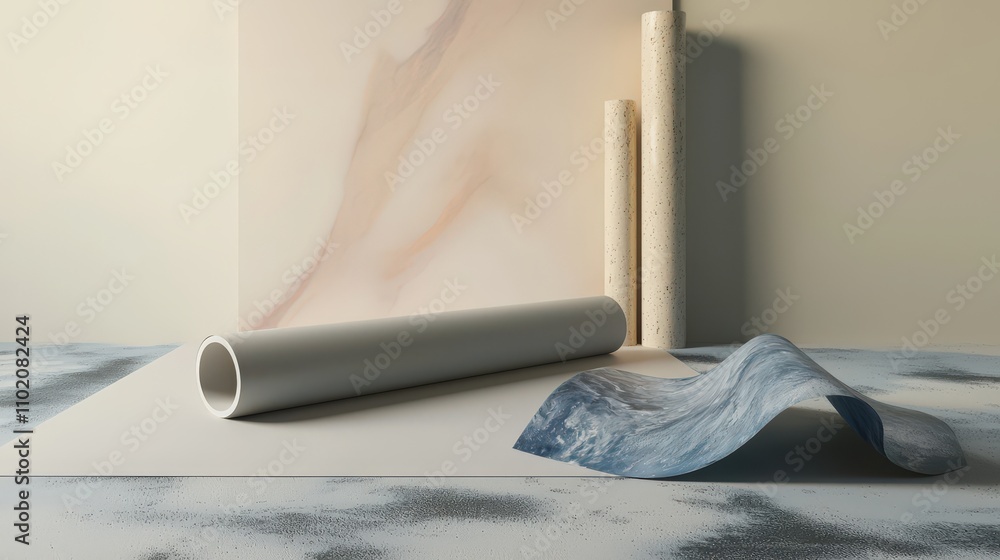 Poster Minimalist photorealistic graphic mockup abstract studio setup design elements with artistic shading