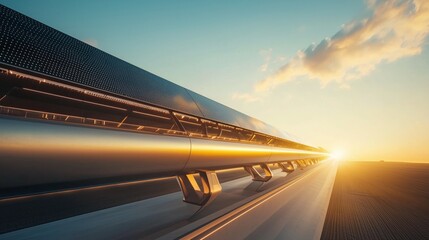 Modern Transportation Station at Sunrise Featuring a Sleek Design and Innovative Infrastructure for High-Speed Travel