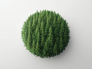 Lush Green Coniferous Forest Sphere in Isolated Environment Representing Nature, Ecosystem, and Sustainable Resources for Environmental Awareness