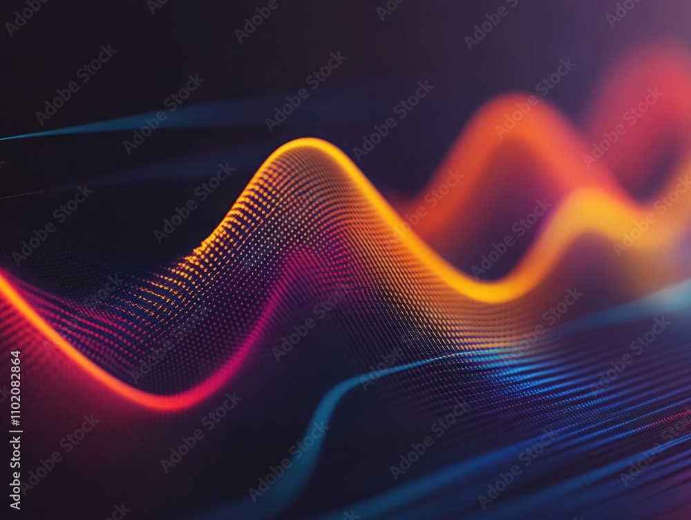 Aufkleber vibrant sound waves rendered in digital style representing audio and music visualization in bright c