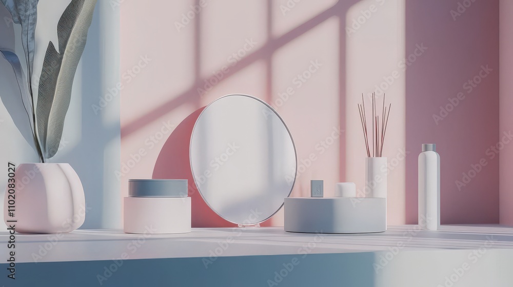 Poster Elegant mockup showcase of modern home decor items in a bright studio setting focusing on design and aesthetics