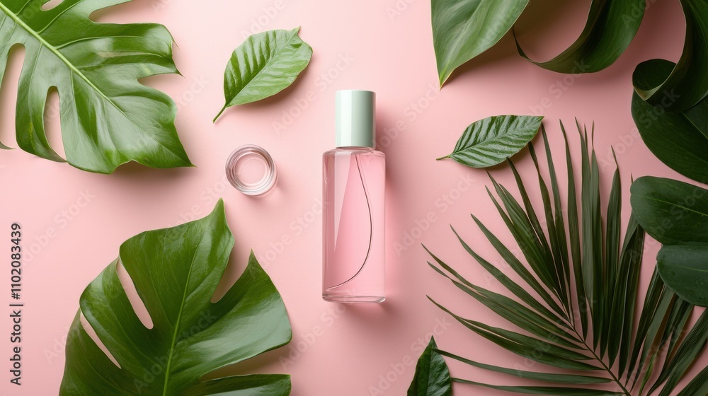 Aufkleber refreshing perfume mockup surrounded by lush greenery studio product display calm environment aesthe