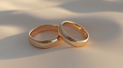 Elegant Golden Wedding Bands on Soft Fabric Background