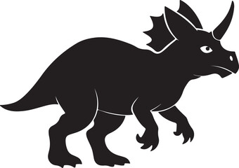 Triceratops Silhouette Vector for Educational Dinosaur Art and Kids’ Decor Themes.