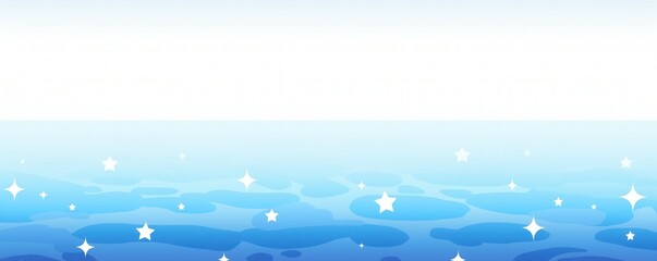 Wide banner. Calm blue ocean surface with stars against a light sky.